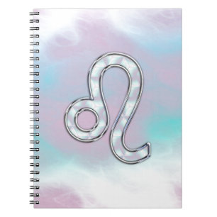 Leo Zodiac Symbol on Pastels Nacre Style Print Notebook