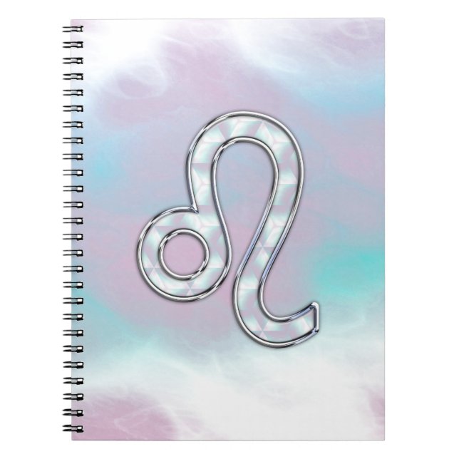 Leo Zodiac Symbol on Pastels Nacre Style Print Notebook (Front)