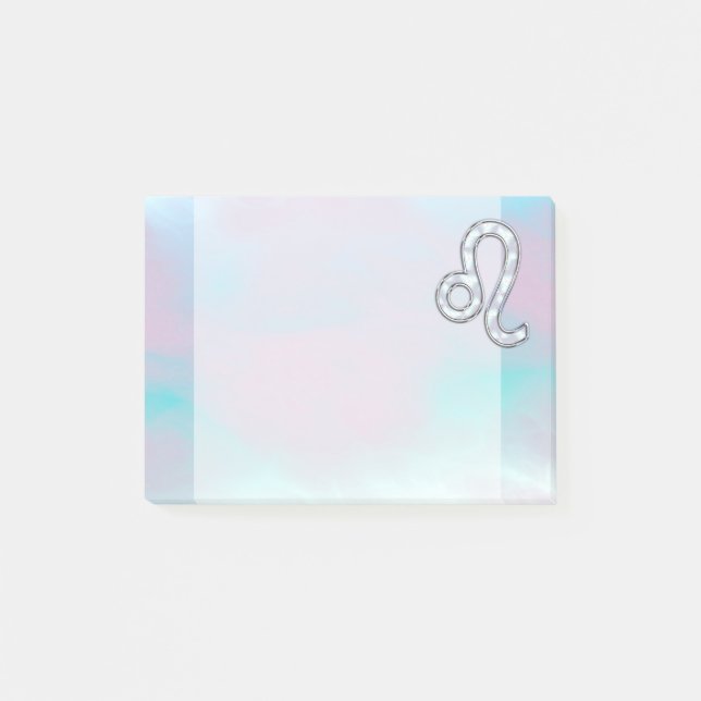 Leo Zodiac Symbol on Pastels Nacre Style Print Post-it Notes (Front)