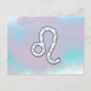 Leo Zodiac Symbol on Pastels Nacre Style Print Postcard