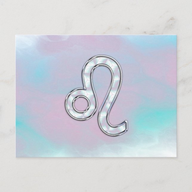 Leo Zodiac Symbol on Pastels Nacre Style Print Postcard (Front)