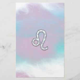 Leo Zodiac Symbol on Pastels Nacre Style Print Stationery