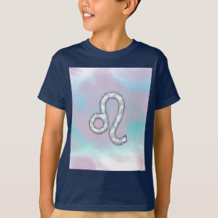 Leo Zodiac Symbol on Pastels Nacre Style Print T-Shirt
