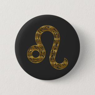 Leo Zodiac - Tribal Gold 6 Cm Round Badge