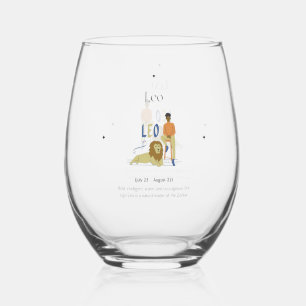 Leo  Zodiac Wine Glass, Birthday Gifts for Women Stemless Wine Glass