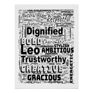 Leo Zodiac Word Cloud Inspiration  Poster