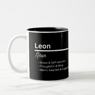 Leon Boy Name Definition Personalized Two-Tone Coffee Mug