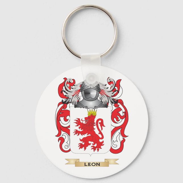 Leon Coat of Arms (Family Crest) Key Ring (Front)