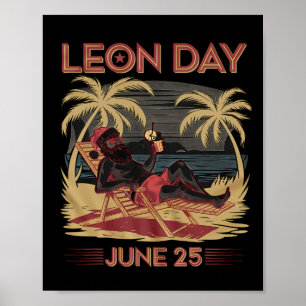 Leon Day June 25 Santa Beach 6 Months To Christmas Poster