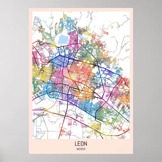 León Mexico City Map Poster (Front)