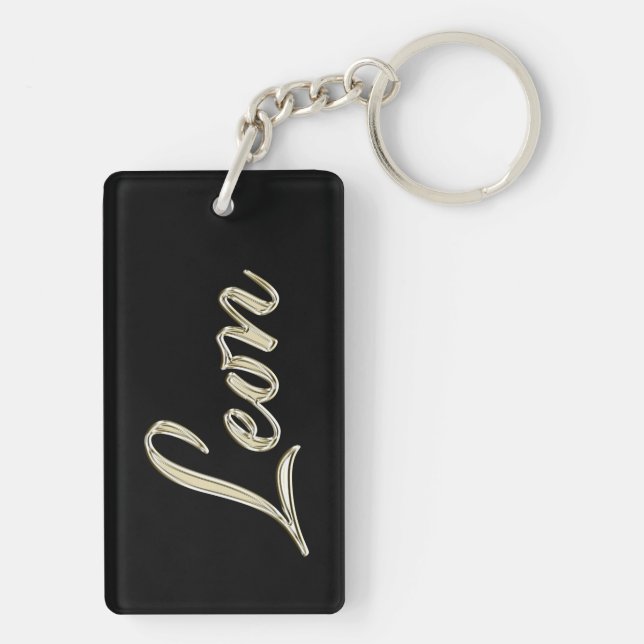 Leon Name white gold keychain pendant (Back)