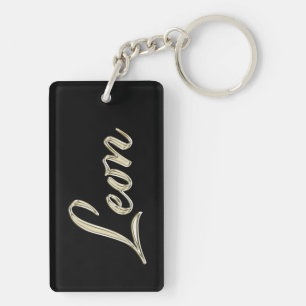 Leon Name whitegold key trailer Ring