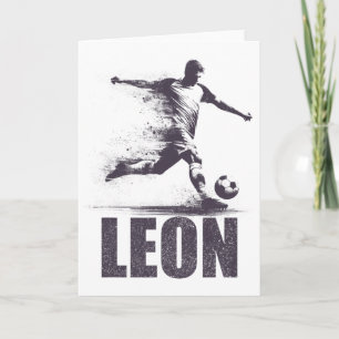 Leon Soccer Boys Personalised First Name Leon  Card