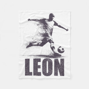 Leon Soccer Boys Personalized First Name Leon  Fleece Blanket
