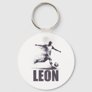 Leon Soccer Boys Personalized First Name Leon Key Ring