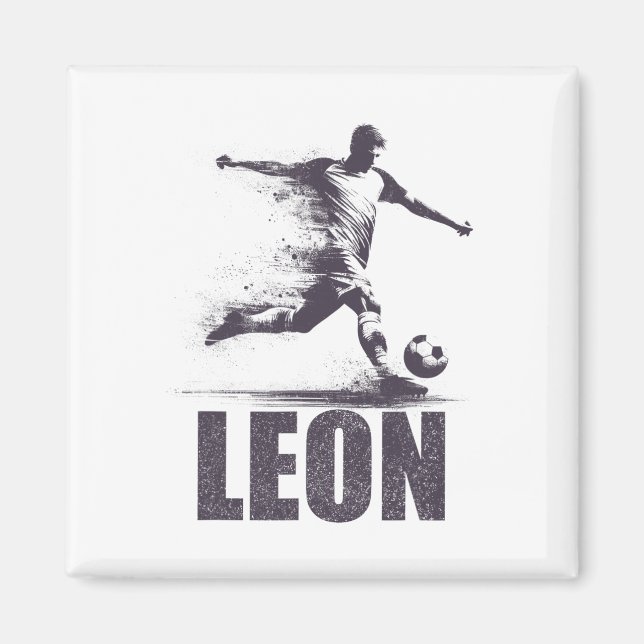 Leon Soccer Boys Personalized First Name Leon  Magnet (Front)