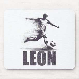 Leon Soccer Boys Personalized First Name Leon  Mouse Pad