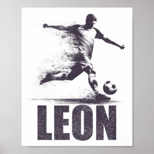 Leon Soccer Boys Personalized First Name Leon  Poster