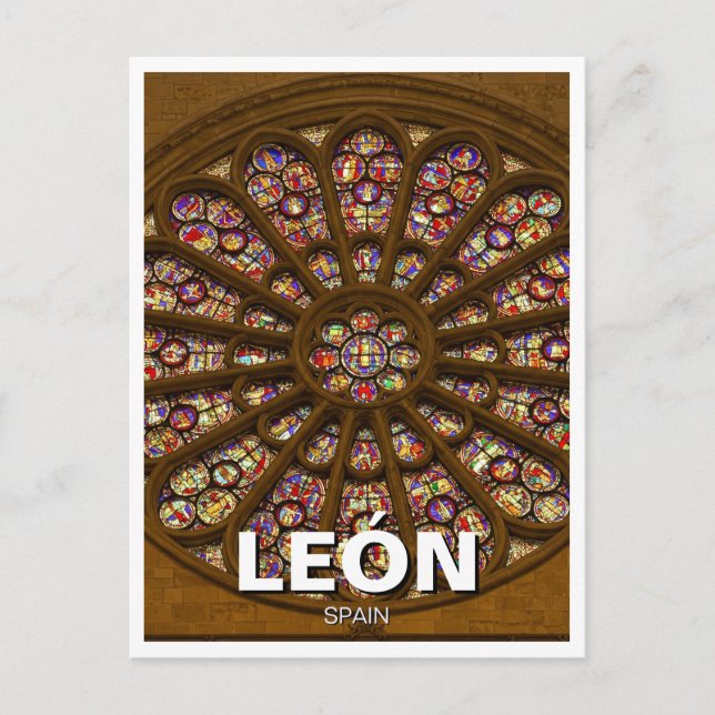 León Spain Cathedral Rose Window Postcard (Front)