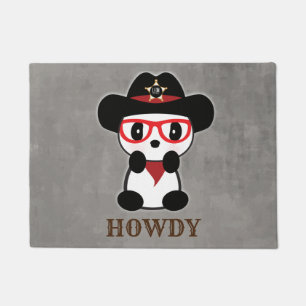 Leon The Panda Bear -  Cowboy Panda Bear Doormat