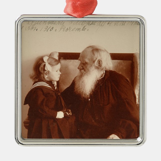 Leon Tolstoy with his granddaughter, Tatiana Metal Tree Decoration (Front)