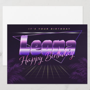 Leona Name Vorname lila retro Karte Geburtstag Card