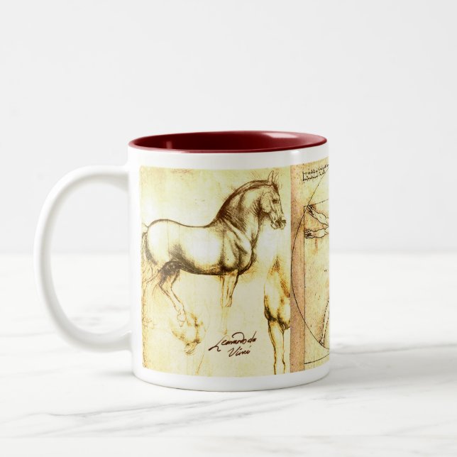 Leonado da Vinci Drawings 3 Two-Tone Coffee Mug (Left)
