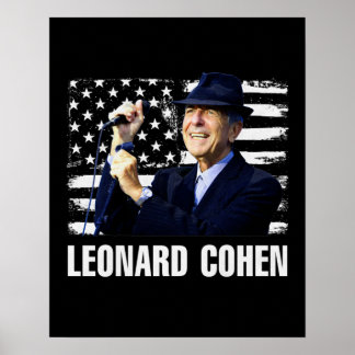 Leonard Cohen American Flag Poster