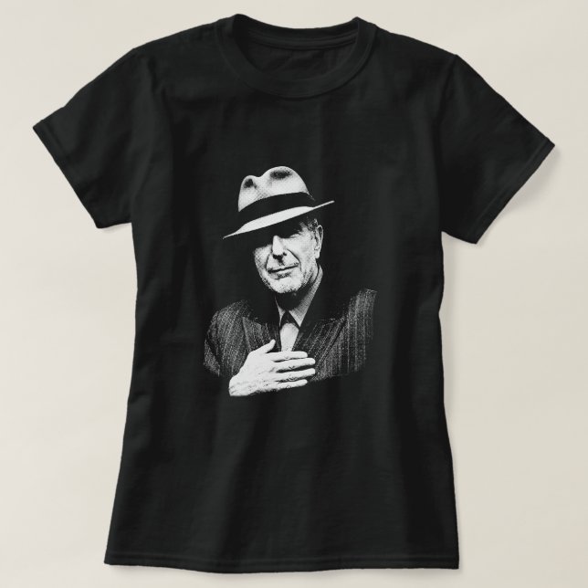 Leonard Cohen - Black and White Music Legend T-Shirt (Design Front)
