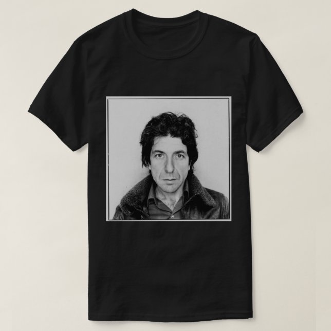 Leonard Cohen Black and White    T-Shirt (Design Front)