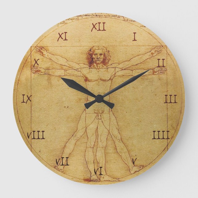 Leonardo Da Vinci Anatomy Study of human body Large Clock (Front)