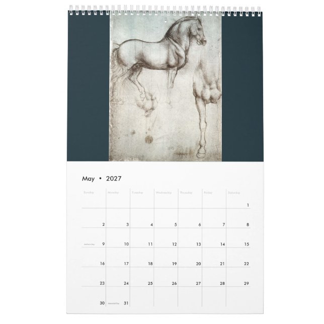 Leonardo da Vinci Calendar (May 2027)