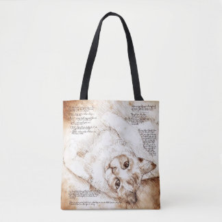 Leonardo da Vinci Cat Sketch Tote Bag