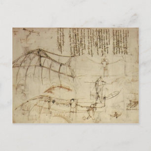 Leonardo da Vinci- Design for a Flying Machine Postcard