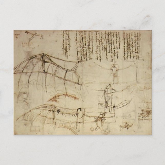 Leonardo da Vinci- Design for a Flying Machine Postcard (Front)
