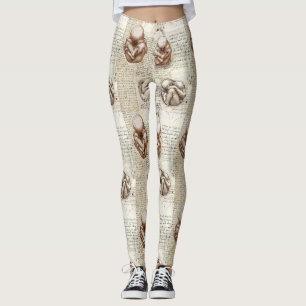 Leonardo Da Vinci Foetal Drawings Leggings