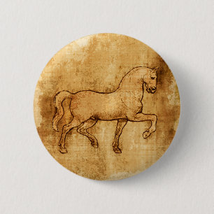 Leonardo Da Vinci Horse Art 6 Cm Round Badge