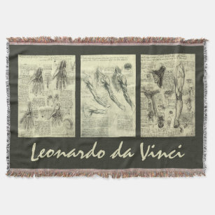 Leonardo da Vinci Human Anatomy Sketches Throw Blanket