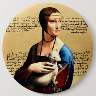 Leonardo da Vinci Lady with Ermine 6 Cm Round Badge