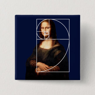 Leonardo da Vinci Mona Lisa Fibonacci Sequence 15 Cm Square Badge