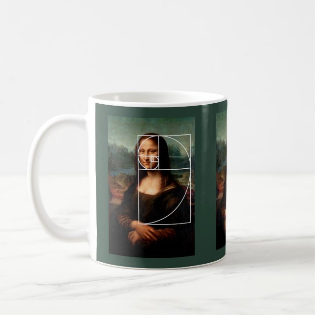Leonardo da Vinci Mona Lisa Fibonacci Sequence Coffee Mug (Left)