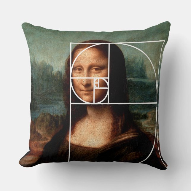 Leonardo da Vinci Mona Lisa Fibonacci Sequence Cushion (Front)