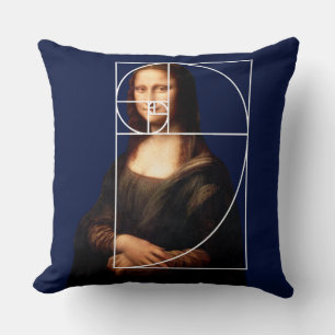 Leonardo da Vinci Mona Lisa Fibonacci Sequence Cushion
