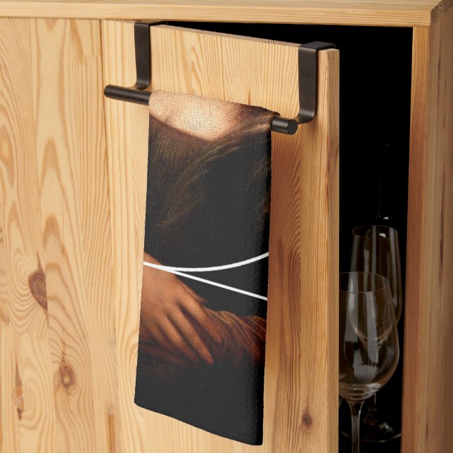 Leonardo da Vinci Mona Lisa Fibonacci Sequence Tea Towel (Thirds Fold)