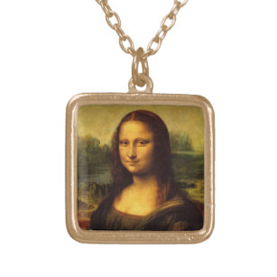 Leonardo Da Vinci Mona Lisa Fine Art Painting Gold Plated Necklace