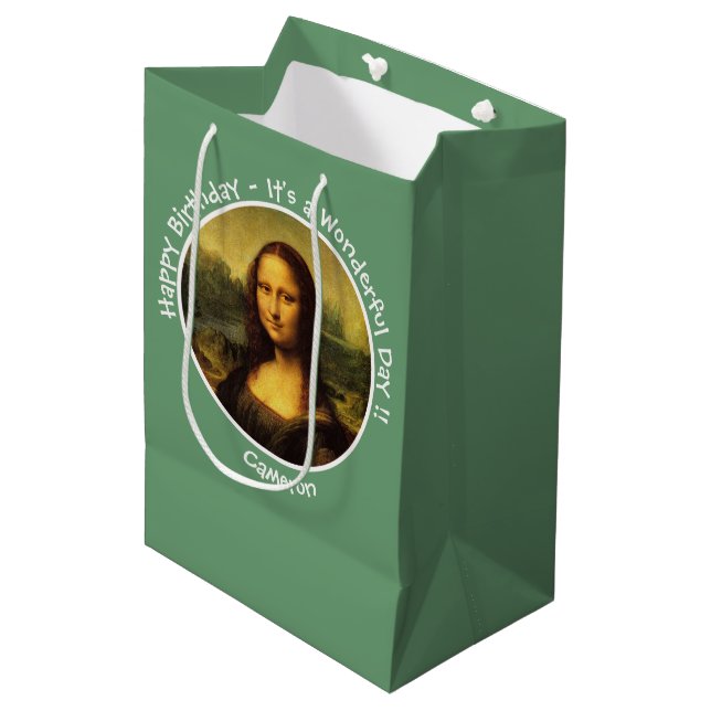 Leonardo da Vinci Mona Lisa Party Collection Medium Gift Bag (Front Angled)