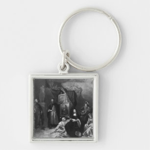 Leonardo da Vinci painting the Gioconda Key Ring