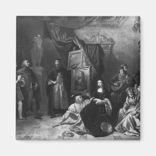 Leonardo da Vinci painting the Gioconda Magnet