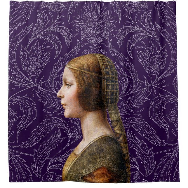 Leonardo da Vinci Portrait La Bella Principessa Shower Curtain (Front)