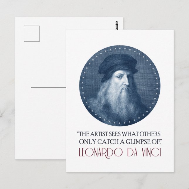 Leonardo da Vinci Portrait with Quote Postcard (Front/Back)